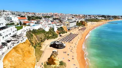 a view of a beach with people on the sand at Luxury Corcovada by BeCherish in Albufeira