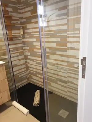 a bathroom with a sink and a shower at Superior Apartment Casa Vela Albufeira S Rafael beach in Albufeira