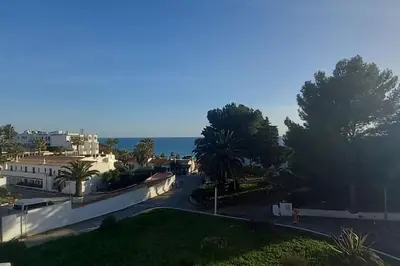 arial view of a street with trees and a building at Bela Vista Algarve in Albufeira